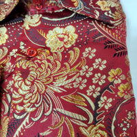 Mens Red Gold Foil Bird of Paradise High Fashion Shirt SANGI SORRENTO COLL. 3022