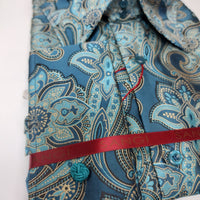 Mens Teal Blue Paisley Jacquard High Collar Shirt SANGI SORRENTO COLL. 3015