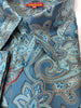 Mens Teal Blue Paisley Jacquard High Collar Shirt SANGI SORRENTO COLL. 3015