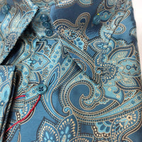 Mens Teal Blue Paisley Jacquard High Collar Shirt SANGI SORRENTO COLL. 3015