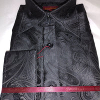 Mens Rich Black Tone on Tone Paisley FC Jacquard Shirt SANGI SORRENTO COLL. 3008