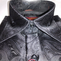 Mens Rich Black Tone on Tone Paisley FC Jacquard Shirt SANGI SORRENTO COLL. 3008