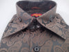 Mens Stunning Chocolate Brown Black Paisley Woven Shirt SANGI SORRENTO COLL 3009