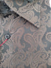 Mens Stunning Chocolate Brown Black Paisley Woven Shirt SANGI SORRENTO COLL 3009