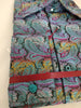 Mens Turquoise Colorful Paisley High Collar F/C Shirt SANGI SORRENTO COLL. 3010