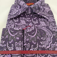 Mens Lavender Purple Paisley Medley High Collar Shirt SANGI SORRENTO COLL. 3014