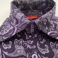 Mens Lavender Purple Paisley Medley High Collar Shirt SANGI SORRENTO COLL. 3014