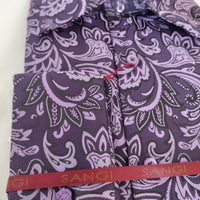 Mens Lavender Purple Paisley Medley High Collar Shirt SANGI SORRENTO COLL. 3014