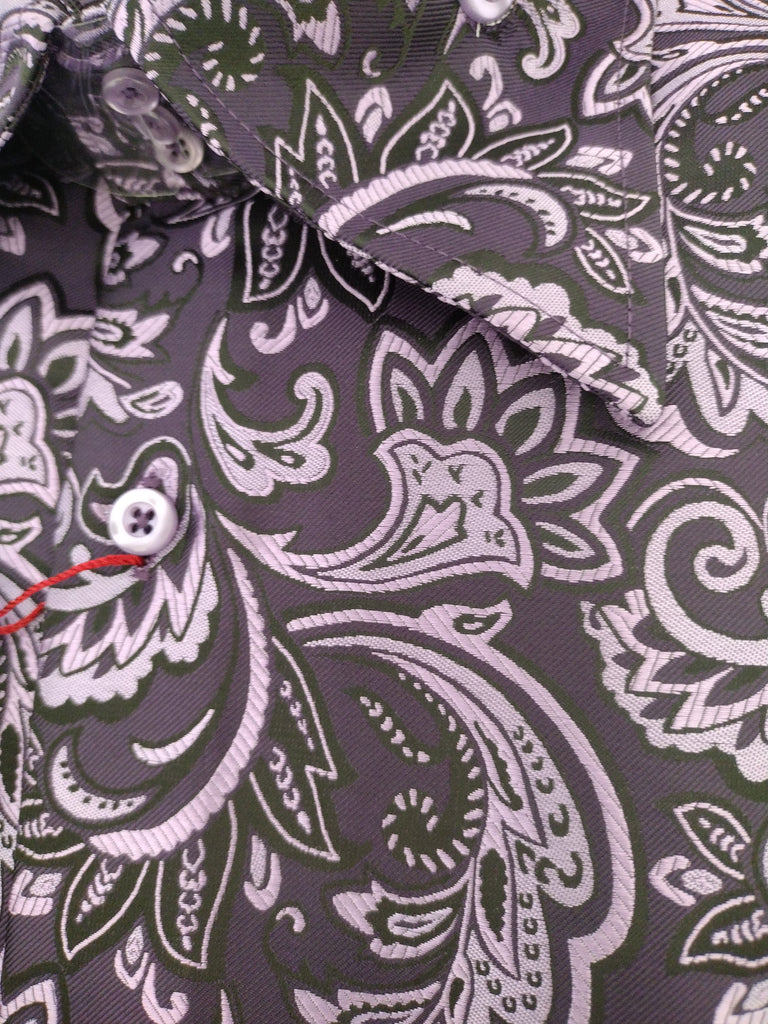 Mens Lavender Purple Paisley Medley High Collar Shirt SANGI SORRENTO C | Nader Fashion Las Vegas Mens Lavender Purple Paisley Medley High Collar Shirt SANGI SORRENTO C | Nader Fashion Las Vegas