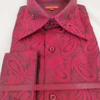 Mens Magnificent Red Shimmer Paisley High Collar Shirt SANGI SORRENTO COLL. 3016