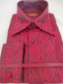 Mens Magnificent Red Shimmer Paisley High Collar Shirt SANGI SORRENTO COLL. 3016