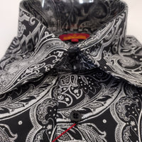 Mens Black Silver Foil Stage Performer Fashion Shirt SANGI SORRENTO COLL. 3017