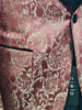 Mens Rich Wine Damask Black Velvet Collar Formal Dress Jacket BBT3643