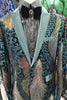 Mens Hunter + Teal Green Color Changing Sequin Formal Tux Jacket BBT3612-5