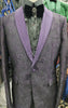Mens Plum Purple Embossed Shawl Collar Formal Dress Jacket BBT3588-3