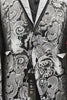 Mens Stunning Black Silver Dragon Jacquard Formal Tux Jacket BBT3631