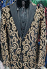 Mens Black Gold Sequin Paisley Peak Lapel Formal Dinner Jacket B6362-21
