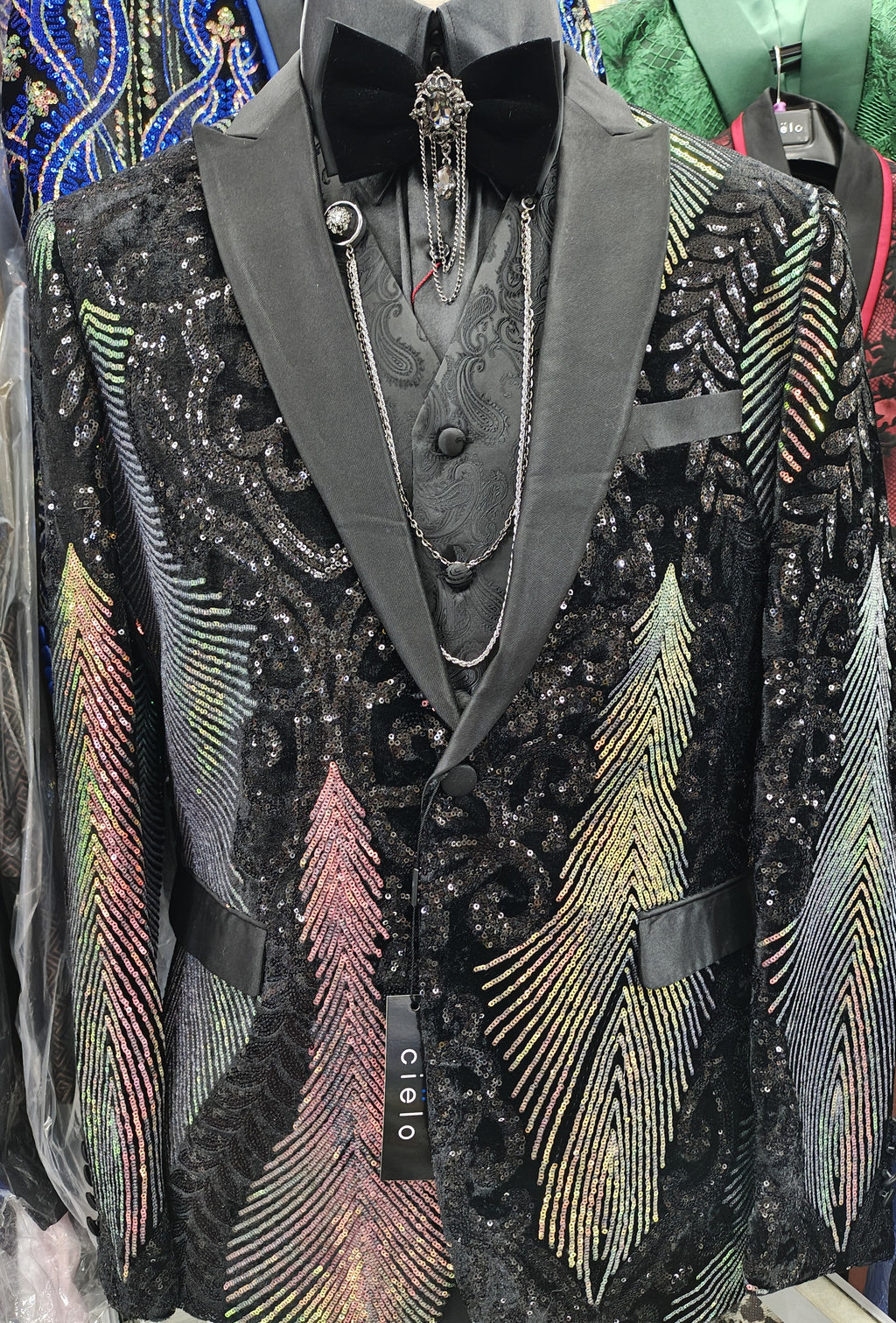 Mens Black Rose Gold Color Changing Sequin Formal Dress Show Jacket BBT3612-6 48 US Suit Jacket - 52 Euro Mens Black Rose Gold Color Changing Sequin Formal Dress Show Jacket BBT3612-6 48 US Suit Jacket - 52 Euro