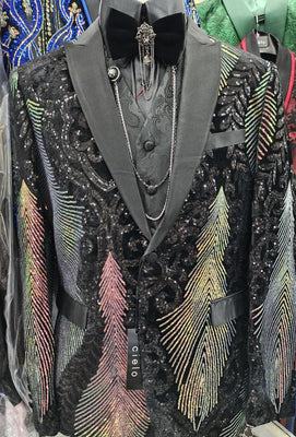 Mens Black Rose Gold Color Changing Sequin Formal Dress Show Jacket BBT3612-6