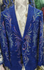 Mens Royal Blue Rose Color Changing Sequin Formal Tux Jacket BBT3615
