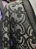 Mens Black Silver Filigree Foil Formal Dress Jacket Double Lapel Feature BB3683