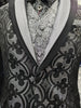 Mens Black Silver Filigree Foil Formal Dress Jacket Double Lapel Feature BB3683