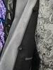 Mens Black Silver Filigree Foil Formal Dress Jacket Double Lapel Feature BB3683