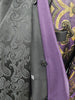 Mens Black Purple Gold Foil Filigree Formal Dress Jacket w/ Double Lapel Feature BB3683