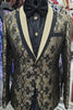 Mens Black Gold Foil Filigree Formal Dress Jacket Double Collar Design BB3683