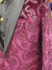 Mens Burgundy Plum Velvet Sequin Paisley Peak Lapel Formal Dinner Jacket B6362-14
