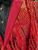 Mens Magnificent Hot Red + Gold Embellished Sequin Formal Dress Jacket BBT3611-4