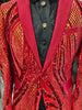 Mens Magnificent Hot Red + Gold Embellished Sequin Formal Dress Jacket BBT3611-4