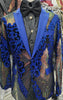 Mens Bold Royal Blue Rose Gold Color Changing Sequin Formal Dress Show Jacket BBT3612-5