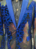 Mens Bold Royal Blue Rose Gold Color Changing Sequin Formal Dress Show Jacket BBT3612-5