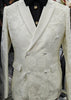 Mens Sophisticated Ivory Cream Embossed Double Breasted Dress Jacket BBT3586-2