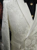 Mens Sophisticated Ivory Cream Embossed Double Breasted Dress Jacket BBT3586-2