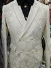Mens Sophisticated Ivory Cream Embossed Double Breasted Dress Jacket BBT3586-2