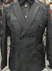 Mens Sophisticated Black Ornate Embossed Double Breasted Dress Jacket BBT3586-9