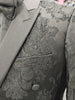 Mens Sophisticated Black Ornate Embossed Double Breasted Dress Jacket BBT3586-9