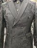 Mens Sophisticated Black Ornate Embossed Double Breasted Dress Jacket BBT3586-9