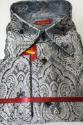 Mens Gorgeous Silver Foil Damask FC Jacquard High Collar Shirt SANGI MONACO 2116