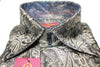 Mens Black Burnished Gold Paisley Foil High Collar F/C Shirt SANGI MONACO COLL. 2115
