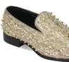 Mens Sparkly Gold Spikes Glitter Formal Dress Loafers Shoes After Midnight King