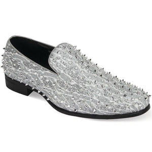 Mens Silver Glitter Sparkle Spike Formal Dress Loafers Shoes After Mid | Nader Fashion Las Vegas Mens Silver Glitter Sparkle Spike Formal Dress Loafers Shoes After Mid | Nader Fashion Las Vegas