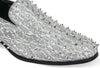 Mens Silver Glitter Sparkle Spike Formal Dress Loafers Shoes After Midnight King