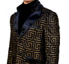 Mens Black Gold Glitter Greek Key High Collar New Design Dress Jacket LOUIS VINO LVB13