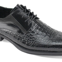 Mens Elegant Black Croco Print Leather Oxford Fashion Dress Shoes Giovanni MASON