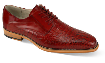 Mens Elegant Red Croco Print Leather Oxford Fashion Dress Shoes Giovanni MASON