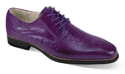 Mens Elegant Purple Croco Leather Oxford Fashion Dress Shoes Giovanni MASON