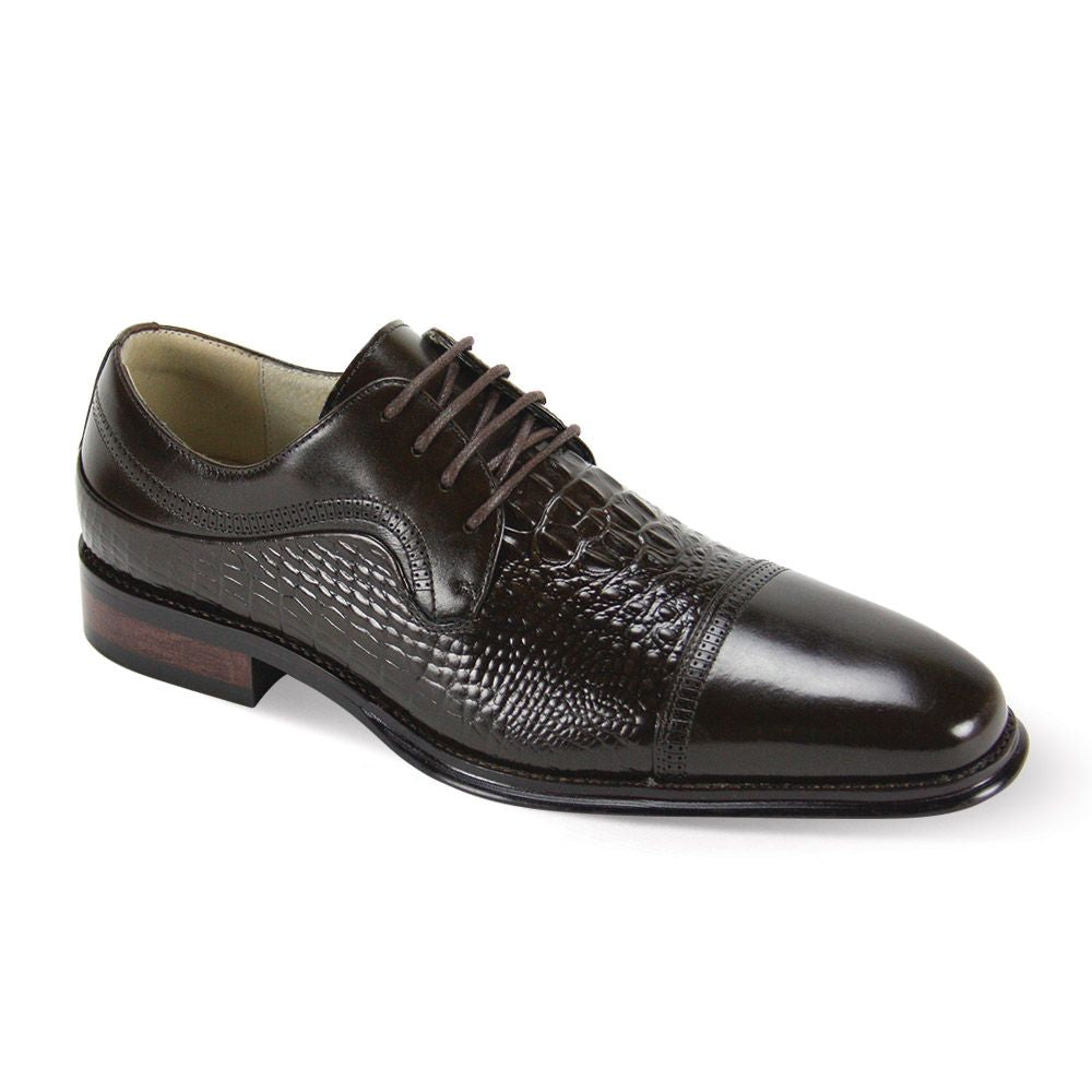 GIOVANNI Men's Mattias Leather Dress Shoes Oxford Crocodile Embossed Brown Size 10 Formal Business Italian Elegance GIOVANNI Men's Mattias Leather Dress Shoes Oxford Crocodile Embossed Brown Size 10 Formal Business Italian Elegance